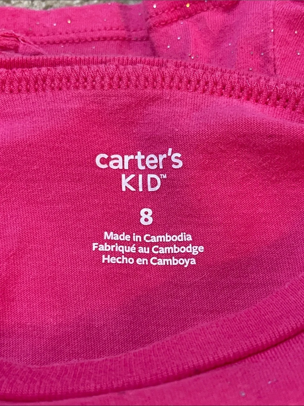 Carter's Hot Pink Long-Sleeve Tie-Front Top with silver sparkly detailing